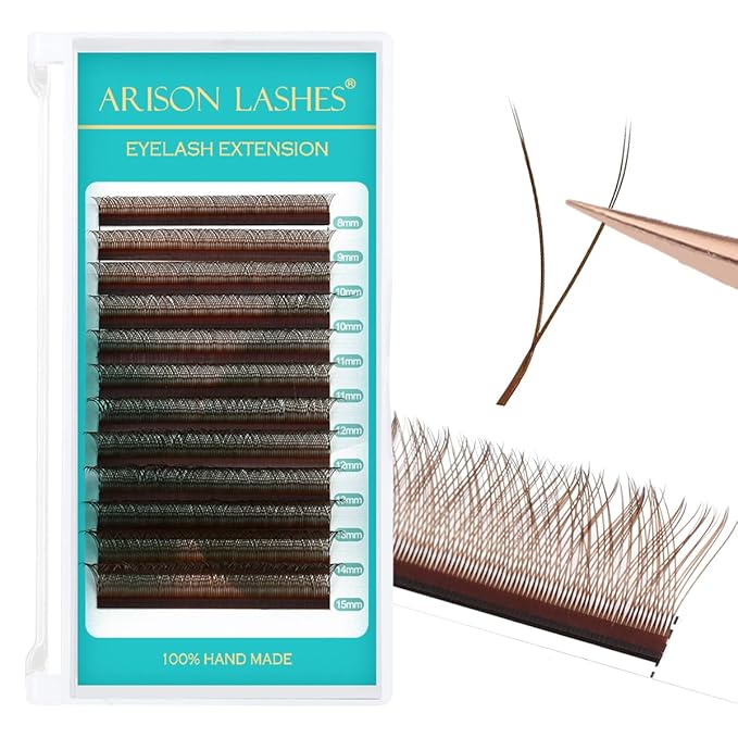 YY Eyelash Extensions D Curl 0.07 Mixed Tray Y Shape Weaving Prefabricated Fans Individual Extension Eyelashes (Brown-0.07D 9mm)