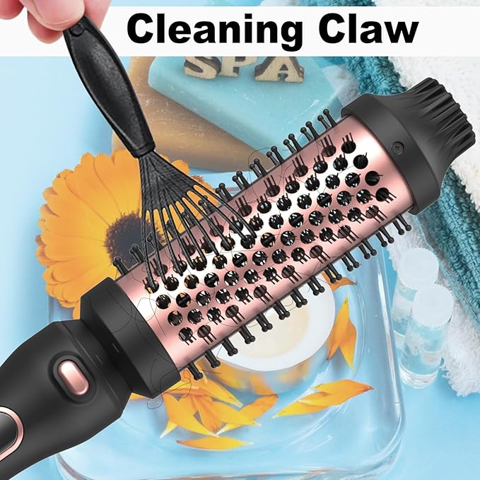 3 in 1 Thermal Brush Set, Heated Round Brush Detachable Head for Blowout Look, Curling Iron Dual Voltage 110-220V for Travel, Ionic Outlet Volumizing Round Comb Lightweight