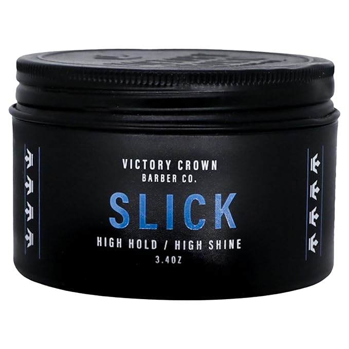 Victory Crown Slick Pomade High Hold & High Shine Natural Hair Styling Grease for Sleek Polished Looks, 3.4 Oz