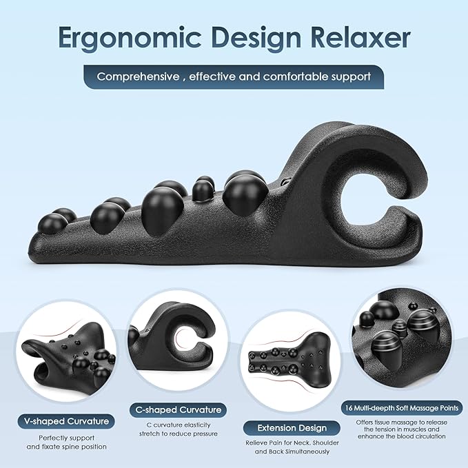 Z2 Neck Stretcher and Shoulder Relaxer Cervical Traction Device Memory Foam Back Pillow for Pain Relief for Home Office Outdoor Sport