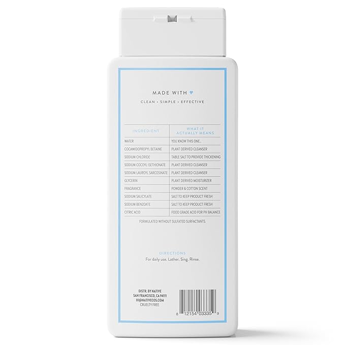Native Body Wash for Men & Women, Seasonal | Sulfate, Paraben, and Dye Free, with Naturally Derived Clean Ingredients Leaving Skin Soft and Hydrating, Powder & Cotton 18 oz