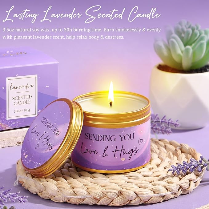 Birthday Gifts for Women, Self Care Get Well Soon Gift Baskets for Women, Lavender Relaxing Spa Gift Care Package w/ Blanket, Unique Valentines Day Gifts Idea for Her Wife Girlfriend Mom Friend Sister