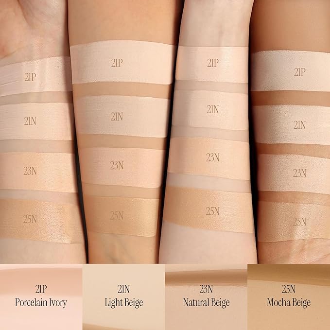 Natural Cover Glow Cushion Foundation | Satin Radiant Finish | Korean Foundation Makeup | Long-Lasting Natural Coverage | for All Skin Types 0.42 oz. (21P Porcelain Ivory)