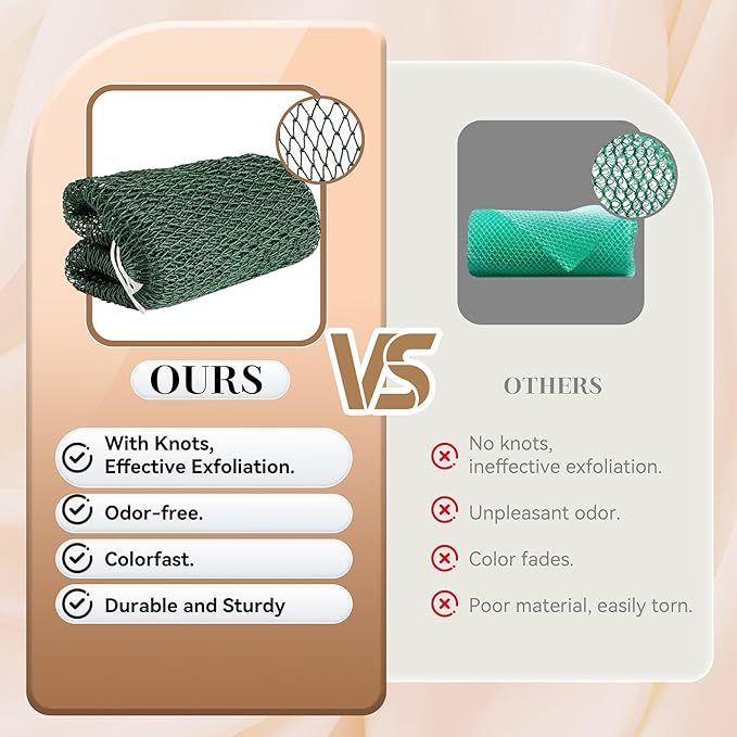 CORATED African Net Sponge with Knots Authentic, Shower Loofah Exfoliating Bath Sponge, Body Scrubber for Women Daily Use Body Care, Travel Portable Bath Accessories for Bathroom
