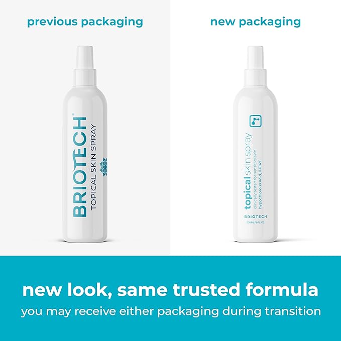 BRIOTECH Topical Skin Spray, Hypochlorous Acid Spray for Body & Face, Eyelid Cleanser, HOCl Facial Mist, Support Against Irritation, Calm Redness, Soothe Foot & Scalp, 8oz (2 Pack)