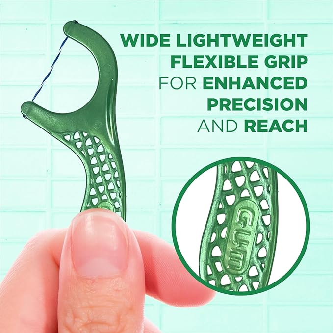 GUM Twisted Mint Floss Picks - Twisted Threads, Shred-Resistant Floss, Easy Grip Handle, 150 Count