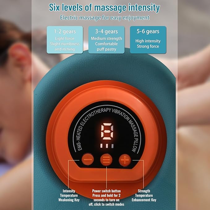 Neck Massager,Masajeador de Cuello,3 Modes Portable Neck and Shoulder Relaxer,Electric Pillows with Heat,26° Angle Cervical Traction Device,for Pain Relief and Muscle Relaxation