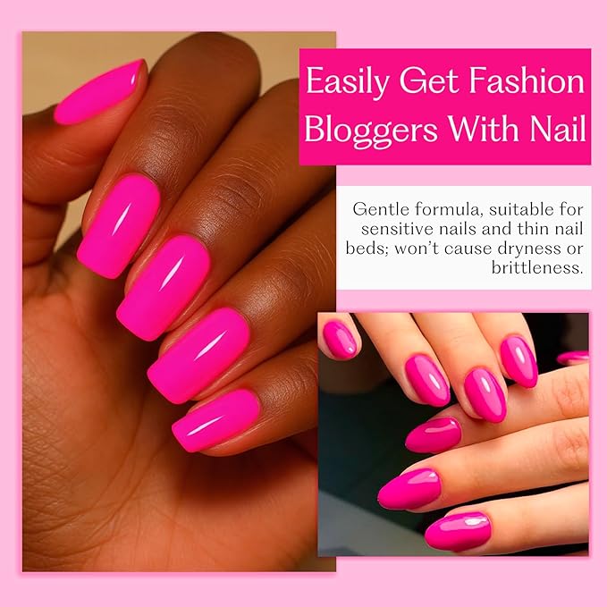 15ML Gel Nail Polish Pure Sheer Same Color Same Bottle Soak Off Gel Polish Art Manicure Salon DIY at Home for Women (Neon Hot Pink) 1PCS