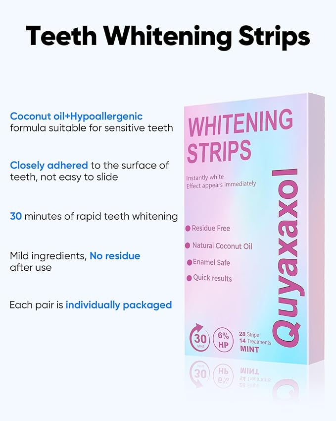 Teeth Whitening Strips, Teeth Whitening Strips Kit 14 Treatments, Enamel Safe for Sensitive Tooth, 14-Day Treatment with Non-Slip, Bleaching Tooth of Peroxide for a Radiant, Pack of 28 Strip