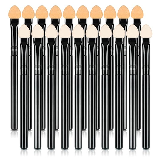 UorPoto Foam Eyeshadow Applicators Double Sided Sponge Tip Reusable，20Pcs Professional Organic Long Handle Washable Makeup Eye Shadow Brush Set