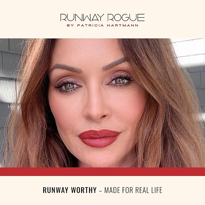 Runway Rogue 90s Vibe Lipstick, Moisturizing Matte Rich Berry-Red Lipstick, ‘Celeb’