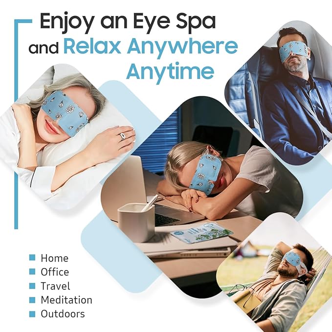 BeHoomi 20 Packs Steam Eye Mask, Heated Eye Mask Warm Compress for Eyes, Disposable Self Heating Steam Mask Sleep, Spa, Travel Essentials & Relaxation Gifts for Women, Stocking Stuffers (Jasmine)