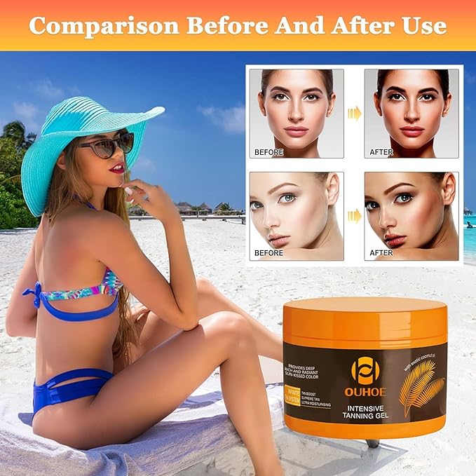 Brown Tanning Gel Tanning Cream,Tanning Accelerator Cream, Soft Brown Intensive Tanning Luxe Gel,Tanning Luxe Gel, Tanning Cream for Sunbeds & Outdoor Sun 150g*2PCS