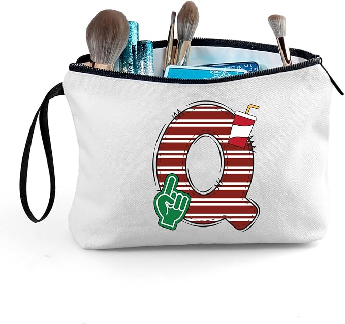 ARIOSEY Football Initial Birthday Graduation Gifts Cosmetic Travel Toiletry Bags Football Accessories Party Favors for Women Girls Daughter Niece Team Coach Friends -Q