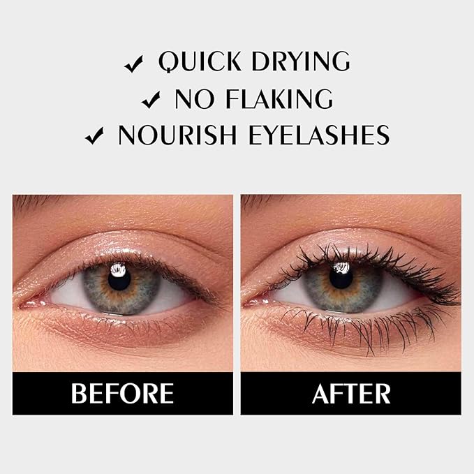 KYDA Brown Iron Wand Curling Mascara, Lasting 3D Curling Eyelashes, Washable Metal Wand Mascara, Waterproof Smudge-proof, Natural Thick Clear Lashes-looking