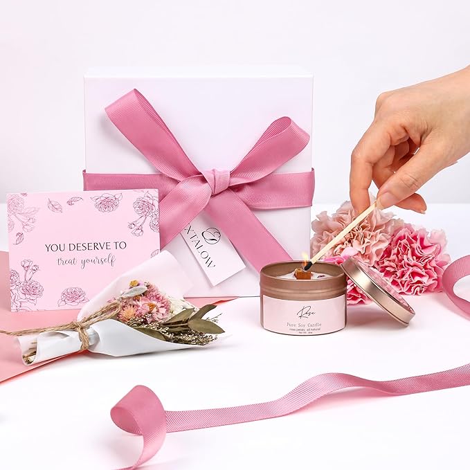 EXTALOW Spa Gifts for Women Bath and Body Gift Basket Valentines Day Gift Rose Home Spa Set Self Care Gifts for Mom Sister Her Wife Birthday Gifts for Women Spa Kit Care Package Thank You Gift