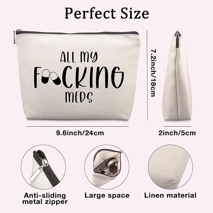 Lcoanriut Funny Med Bag for Traveling, Funny Medicine Bag Makeup Bag Gifts Dental Gifts Nurse Assistant Gift Pill Bags Medicine Pouch for Travel, Med Bags Storage for Women Patient Gift