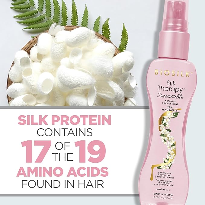 BioSilk Irresistible Collection Silk Therapy Hair Fragrance 2.26oz. Jasmine & Honey Scent, 2.26 ounces