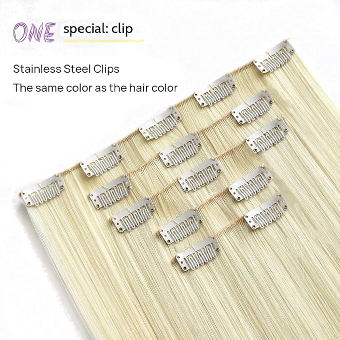 Blonde Clip in Hair Extensions Straight 22" Long Synthetic Black Thick 5PCS Clips on Hairpieces for Women Weddings Party Daily Use Curly Wavy 18" Cheap Girls Brown Auburn White Full Head 5 Oz