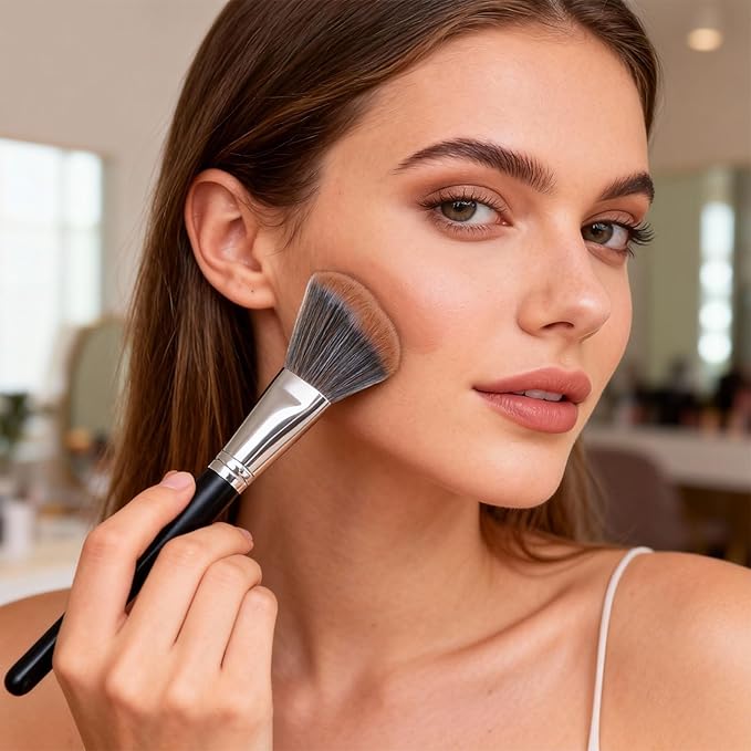 GUOXIAONIU Angled Blush Brush, Bronzer Brush, Contour Brushes For Makeup, Foundation Brush, Angled Makeup Brush, Soft Dense Bristles Vegan & Cruelty-Free, Ideal For Liquid Cream And Powder Cosmetics