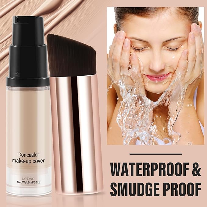 2pcs Liquid Concealer Set with Brush,Full Cover,Concealer W