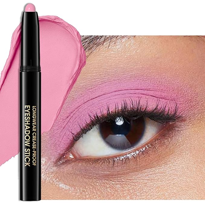 Erinde Waterproof Cream Eyeshadow Stick, Bright Pink Matte Eye Shadow Sticks, Cream to Powder Eyeshadow Crayon, Buildable & Blendable Long-Lasting Eye Shadow Stick, Vegan & Cruelty-Free, 05