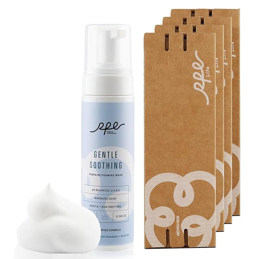 RPE Life Gentle Soothing Feminine Wash for Women, Vaginal Reduces Odor Body Wash, Ph Balance Plant-Based Cleanser for Sensitive Skin - Paraben & Dioxide Free, Unscented, 6.76 Fl.Oz, Pack of 4