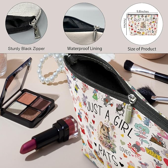 Rat Gifts Animal Lovers Gifts for Women Cute Rat Stuff Cosmetic Bag travel Makeup Bag Gifts for Women Daughter Coworker Friend Birthday Friendship Boss Day Anniversary Graduation Christmas Mothers Day