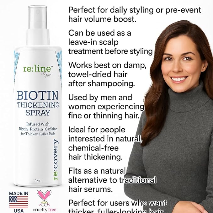 Biotin Hair Thickening and Growth Spray for Thinning and Texturizing - Hair Loss Prevention Tonic for Men and Women