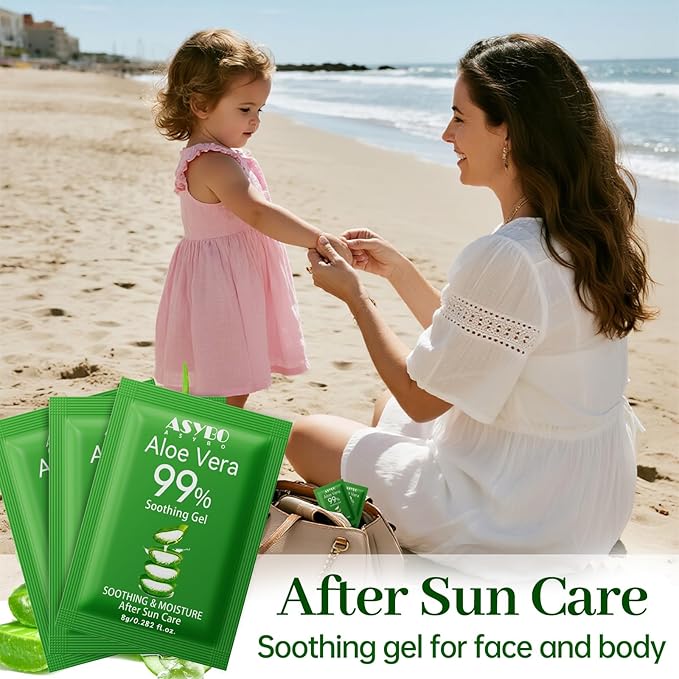 ASYBO 30 Pack Natural Aloe Vera Gel -99% Pure Moisturizing Aloe Vera, Soothing and Hydrating, Sunburn and Scar Repair, Portable Travel Size, After Sun Care for Face Body Hair