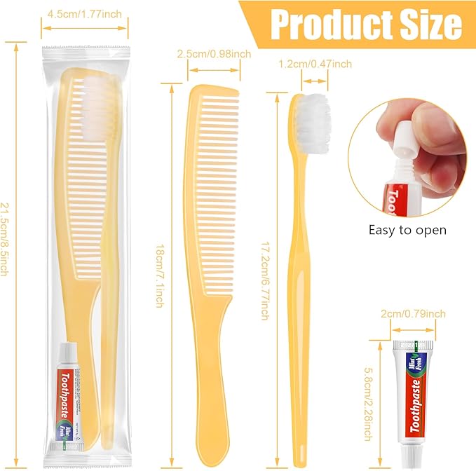 NICEMOVIC 1000 Pack Disposable Toothbrushes Bulk with Toothpaste and Comb Travel Size Toothpaste Set Homeless Care Package Supplies for Bulk Individually Wrapped Disposable Travel Hotel Charity