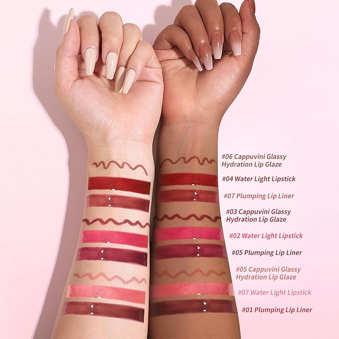 3PCS Lip Combo Set - Matte Lip Liner Pencil + Hydrating Tinted Lip Balm + Juicy Lip Gloss Tint, Non-Sticky, Long-Lasting, High Pigment Lip Makeup Kit (Sweet Fig Set)