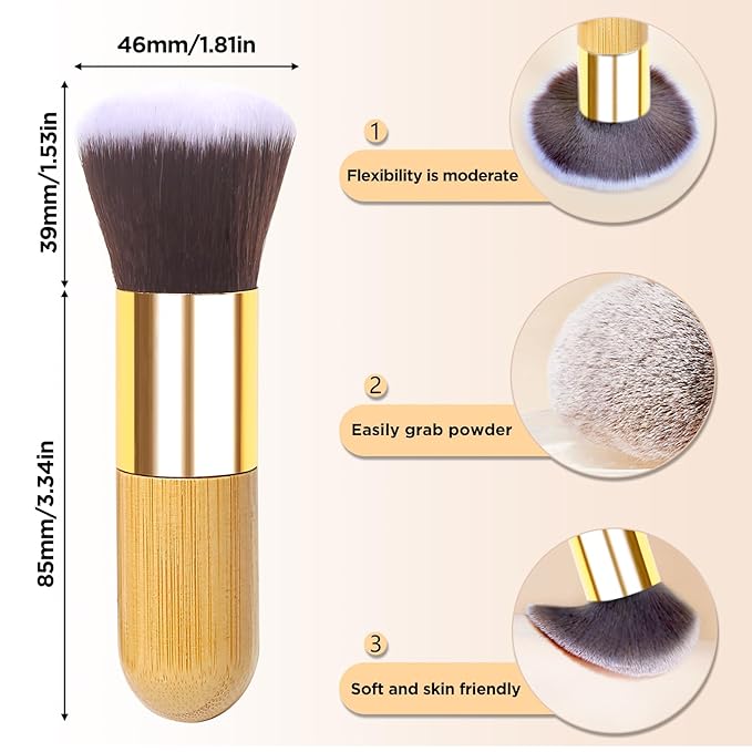 Makeup Brushes Blush Brush Foundation Brush With Bamboo Handle Contour Bronzer Face Blender Brush