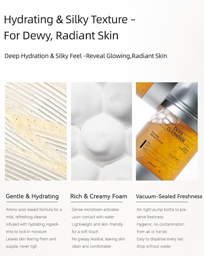 OGANA CELL DERX Revitalizing Facial Cleanser with Peptides & Walnut Microbeads - Gentle Exfoliating Gel To Foam for all Skin, Korean Clinic-Developed (120ml/4.05 fl.oz.)