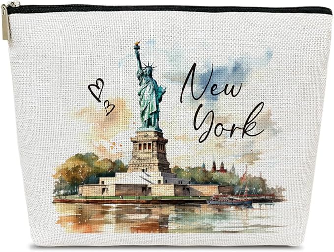Ythuil New York Travelling Gift Makeup Bag, City Travel Cosmetic Bag for Purse, Watercolor Gift, New York Souvenir, Trip Favors for Traveller, Travelling Lovers, City Themed Organizer