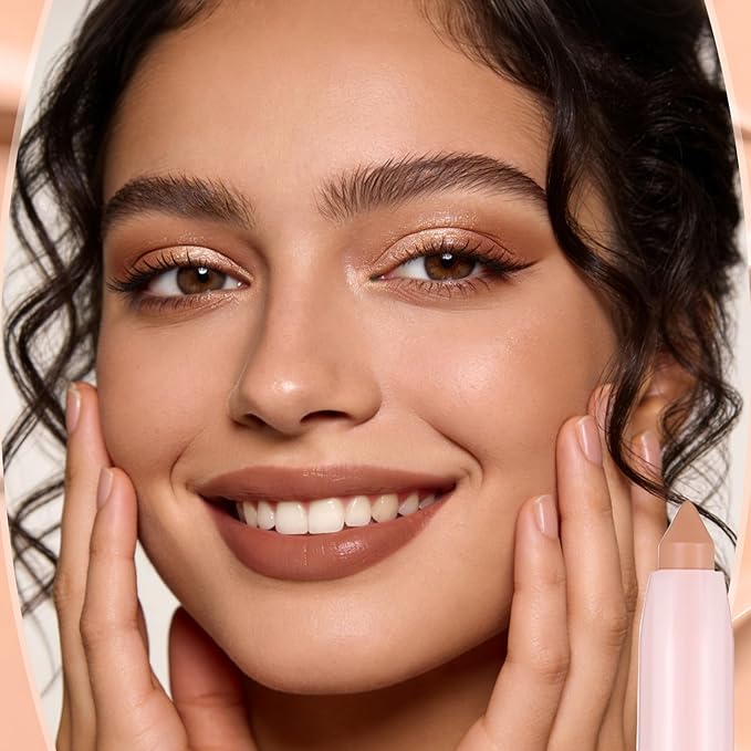 2in1 Cream Eye Shadow Brightener Sticks for Eyes, Neutral Highlighte High Pigmented Makeup with Blending Brush Built-in Sharpener, Long Lasting Eye Makeup sombras en crema para ojos #Cashmere brown