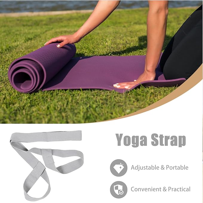 Yoga Mat Strap Nylon Adjustable Carrying Sling Shoulder Strap for Yoga Mat Storage and Travel Gray