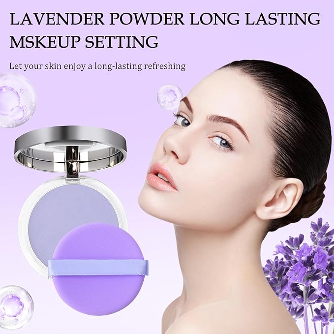 Chillab Lavender Matte Powder,Lavender Jelly Pressed Powder Matte Makeup(2PCS) (1PCS)