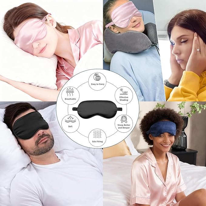 7PACK Satin Eye Mask Silk Sleep Masks Silky Blackout Eyes Covers Sleeping Blindfold Eyeshade Wedding Bridal Gift Travel Naps