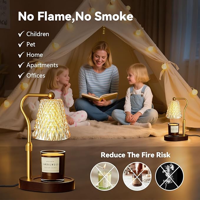 Candle Warmer Lamp with Timer Dimmable, Birthday Gifts for Women Mom, House Warming Gifts New Home Decor, Wax Melt Warmer for Jar Candles with 2 Bulbs