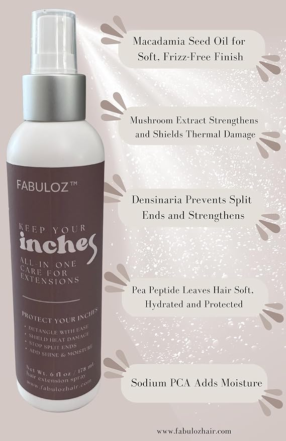 FABULOZ™ Hair Extensions Treatment Spray, Extensions That Feel Like New, Detangler, Leave-In Conditioner, Thermal Protection, Light Style Hold, Seal and Prevent Split Ends, Great Valentines Day Gift