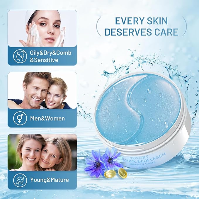 YOYORY Under Eye Patches Masks - Reduce Puffy Eyes, Dark Circles,Undereye Bags, Wrinkles,Infused Peptide Collagen and Hyaluronic Acid,Vegan Cruelty-Free Self Care