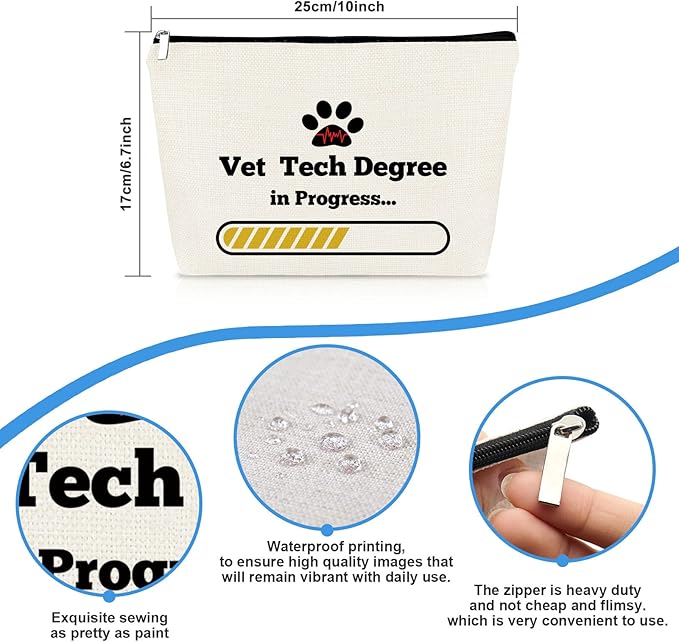 Veterinarian Makeup Bag Future Veterinarian Vet Tech Gift for Women Cosmetic Bag Veterinary Medicine Graduation Present Vet Tech Appreciation Thank You Gift Christmas Birthday Present Travel Pouch