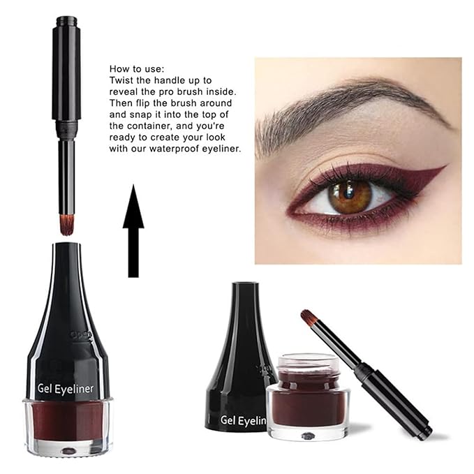 MAEPEOR Gel Eyeliner 10 Colors Smooth Cream Matte Eyeliner Gel Longlasting Waterproof and Smudgeproof High Pigment Eyeliner with Brush (02 Black)
