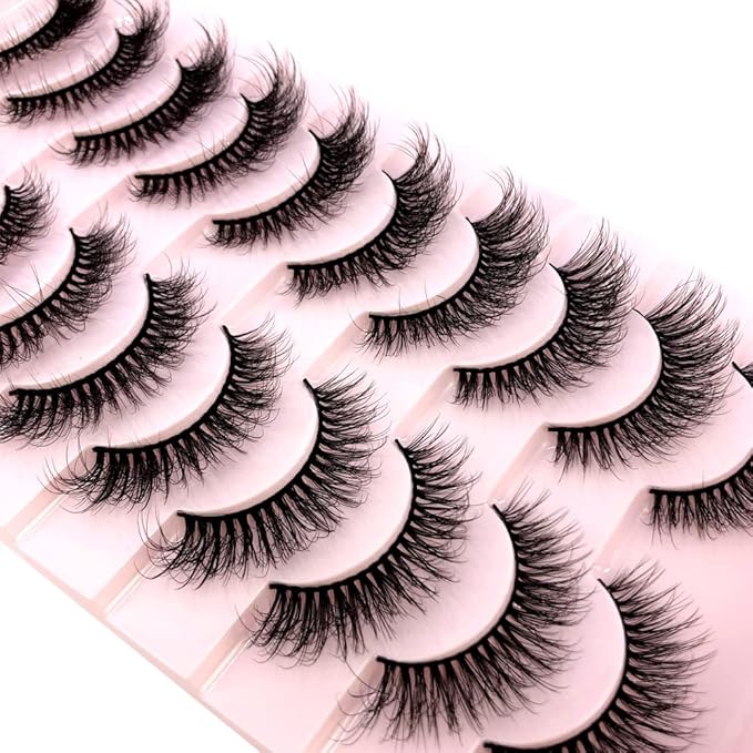HBZGTLAD Soft Mink Eyelashes 3D Curl Winged End Eye Elongated Fake Lashes Thick Handmade Natural False Eyelash Messy Cross Lash Wholesale (FT-06)