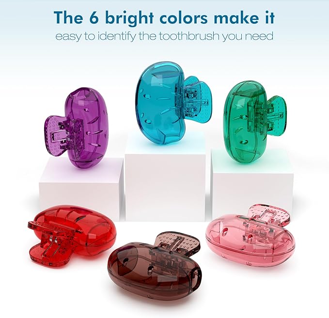 Nincha Snap-on Toothbrush Head Cover for Manual and Powered Toothbrush - Multiple Colors -Pack of 6