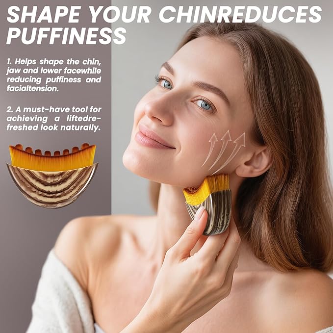 Demarzily Lymphatic Contour Face Brush,Dry Lymphatic Drainage Massager,Soft Dry Brushing Beauty Tool for Jawline, Chin & Facial Sculpting Designed to Fit The Skin Precisely and Relieve Fatigue (2PCS)