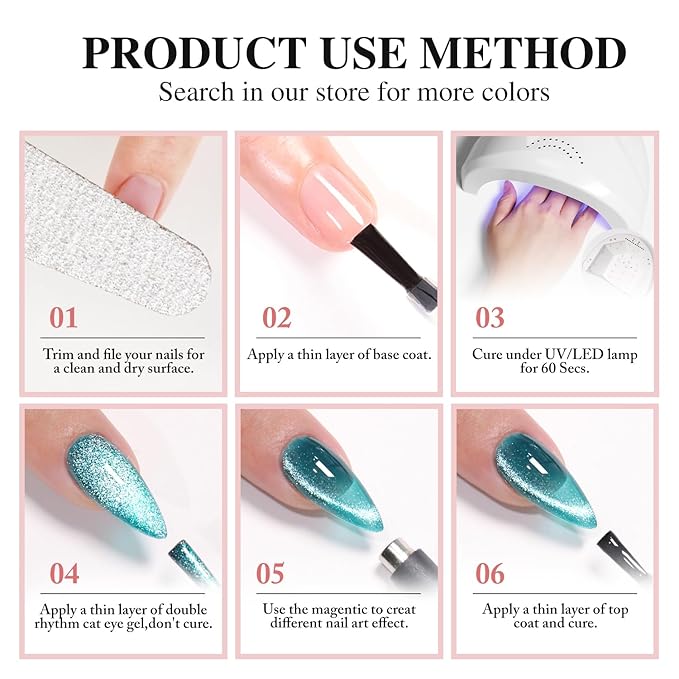 Double Rhythm 15ML Glitter Gel Polish 0.5Oz Shimmer Reflective Color for Nail Art Salon DIY at Home (Cat Eye Silver-MC1085)