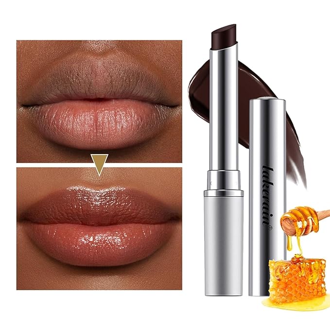 2PCS Honey Lipstick Balm,Deep Moisturizing Black Cherry Tint Lip Balm, Nourishing Honey Noir Lipgloss, Pink Lip Tint,Nourishing and Hydrating Lip Gloss for All Skin Tones (Black & Pink)