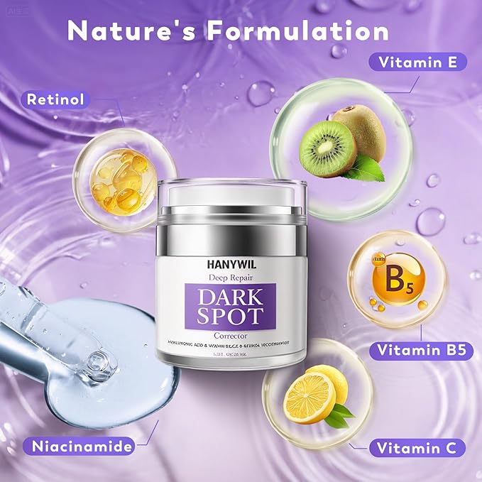 HANYWIL Dark Spot Remover for Face & Body, Remedy for Dark Spots with Natural Ingredients, Dark Spot Corrector Cream and Serum for Skin Care, Treats Freckles, Melasma, Sun Spots, Women & Men,1.7 Fl Oz